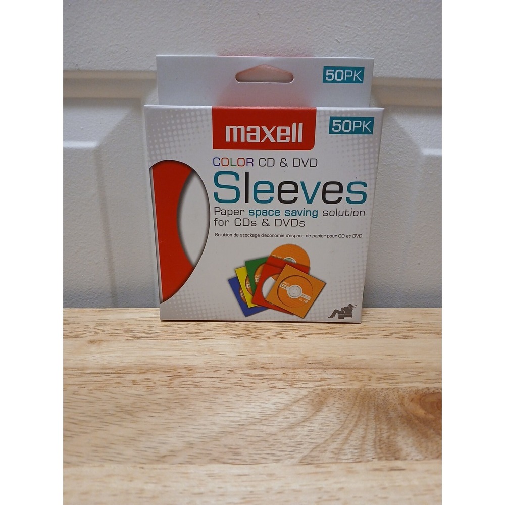 Maxell 190134 Multi Color CD / DVD Paper Sleeve  50 Pack